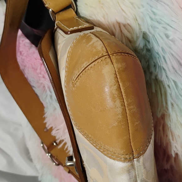 SALE! Auth Vintage Coach Signature Sufflette Cloth/Leather Shoulder/Handbag - Picture 7 of 14